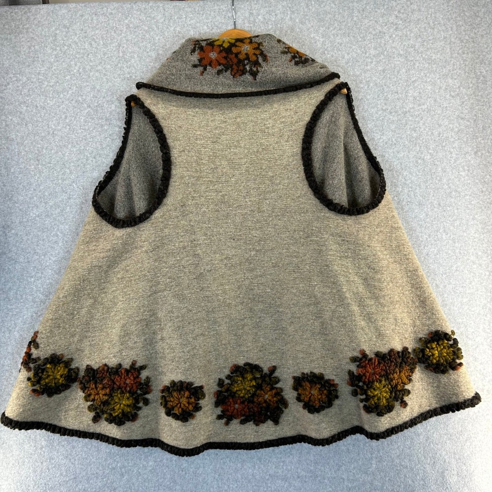 Boho Floral‎ Knit Vest Brown Neutrals Sleeveless Open Front Cardigan Womens OS - Picture 2 of 15